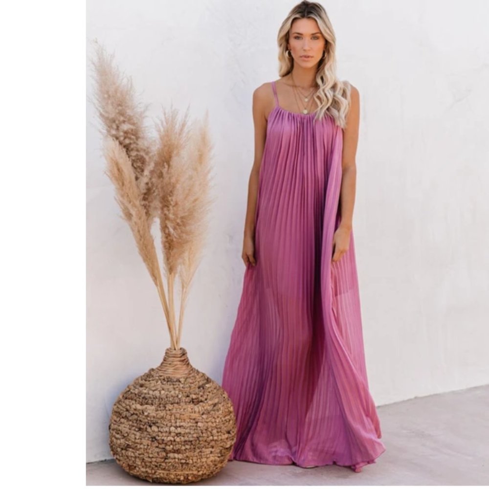 CORRINE Pleated Maxi Dress
